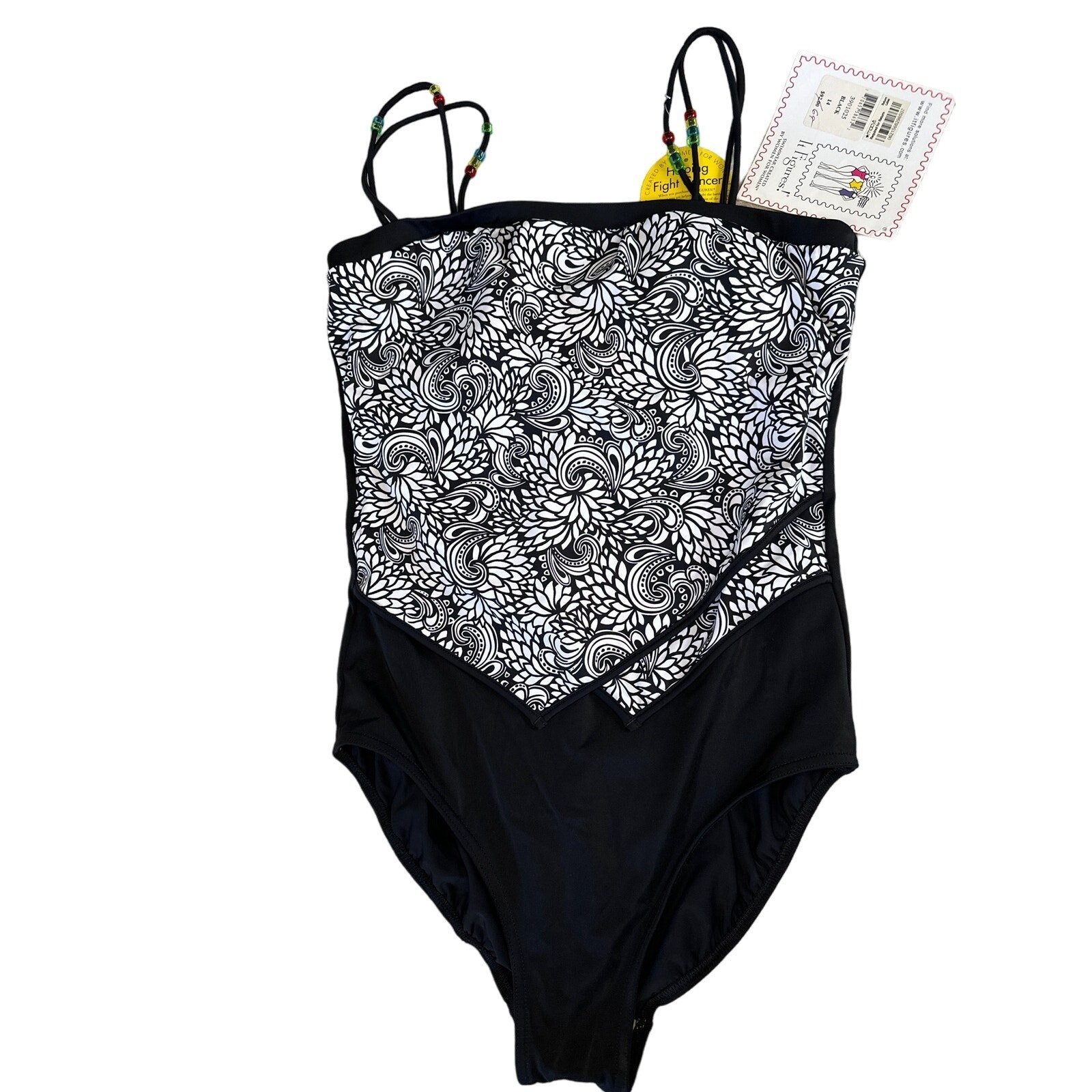 IT Figures size 14 black/white Padded 1 Pce Swimsuit NWT