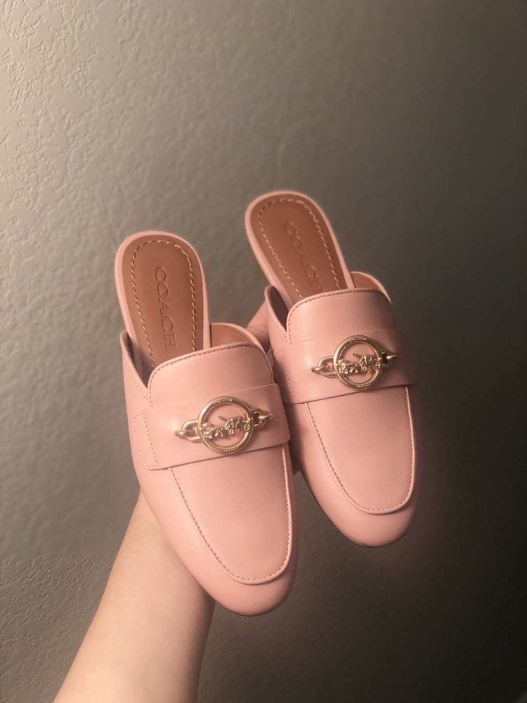 Coach leather slippers NWT pink mules