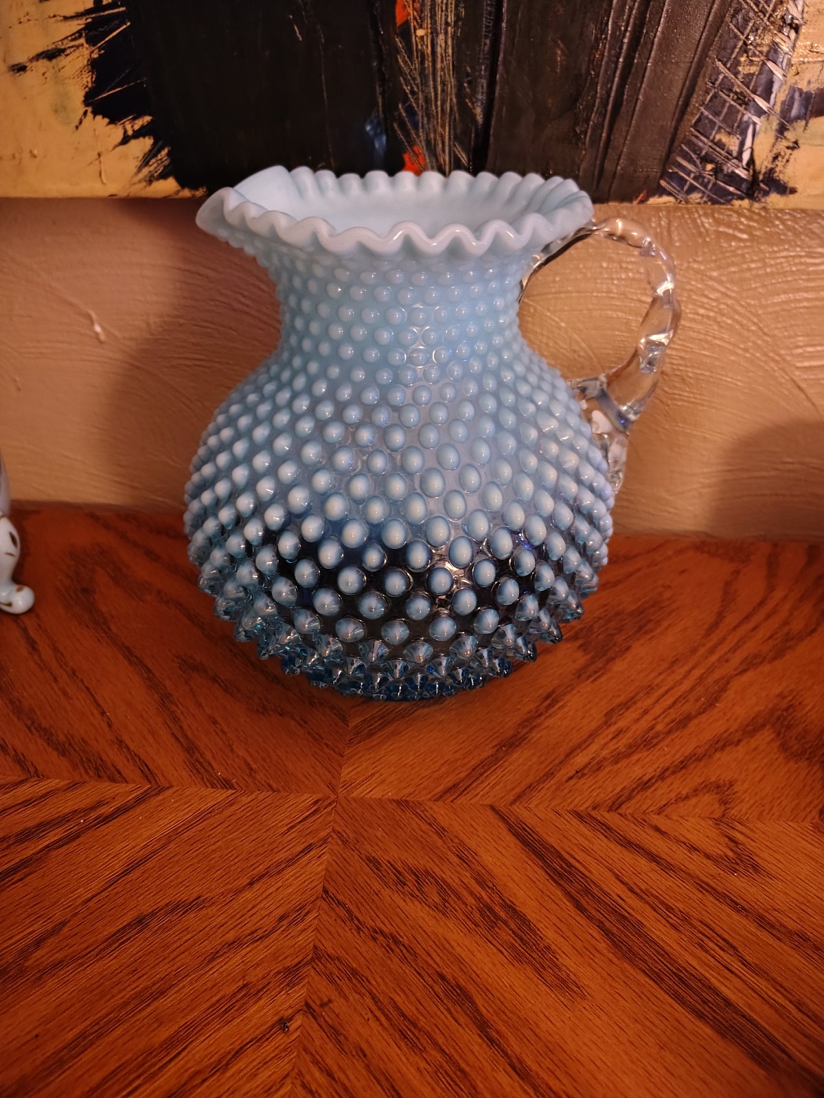 Fenton blue pitcher