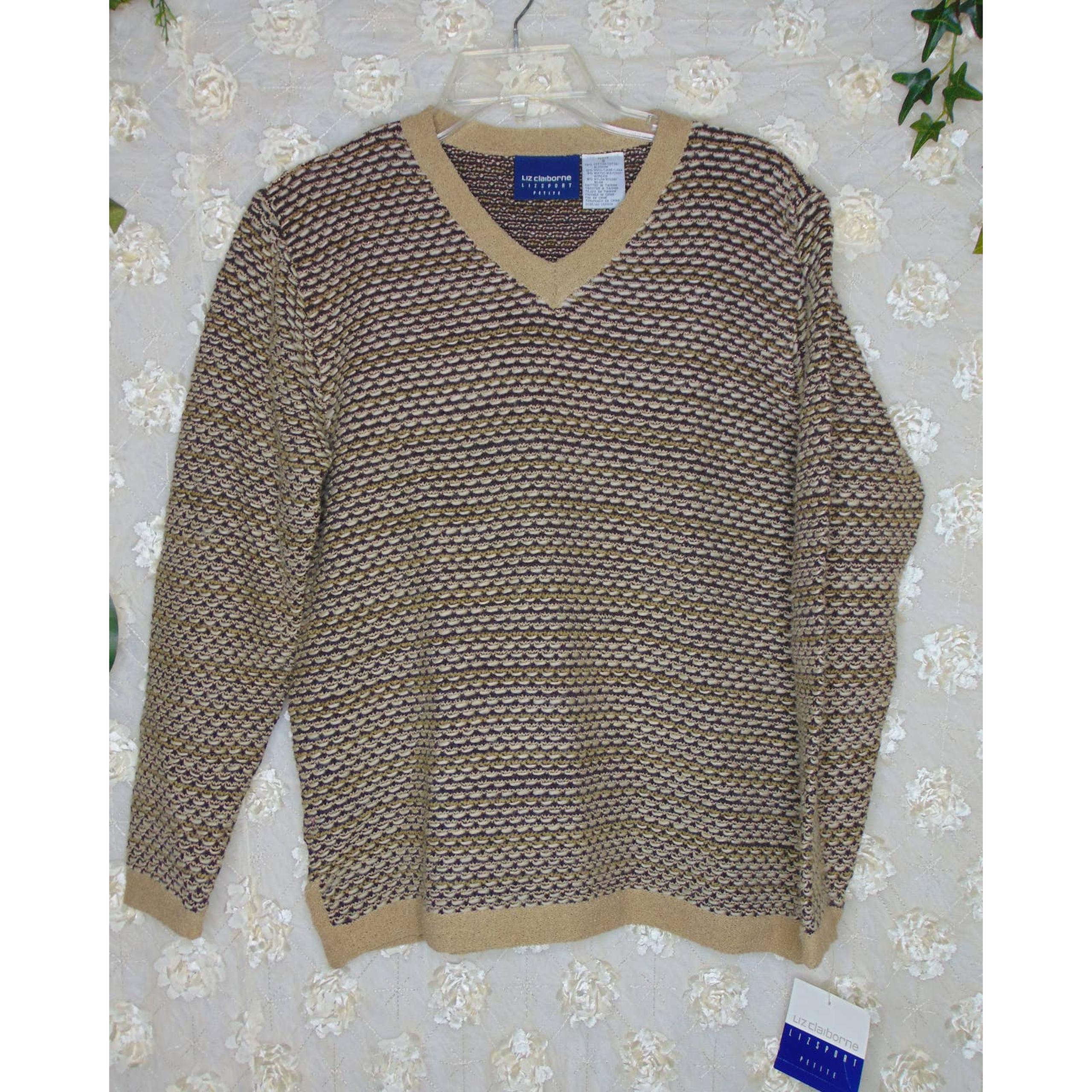Liz Claiborne | Women's Sweater V Neck Knit Wool Blend Size Petite Small NWT