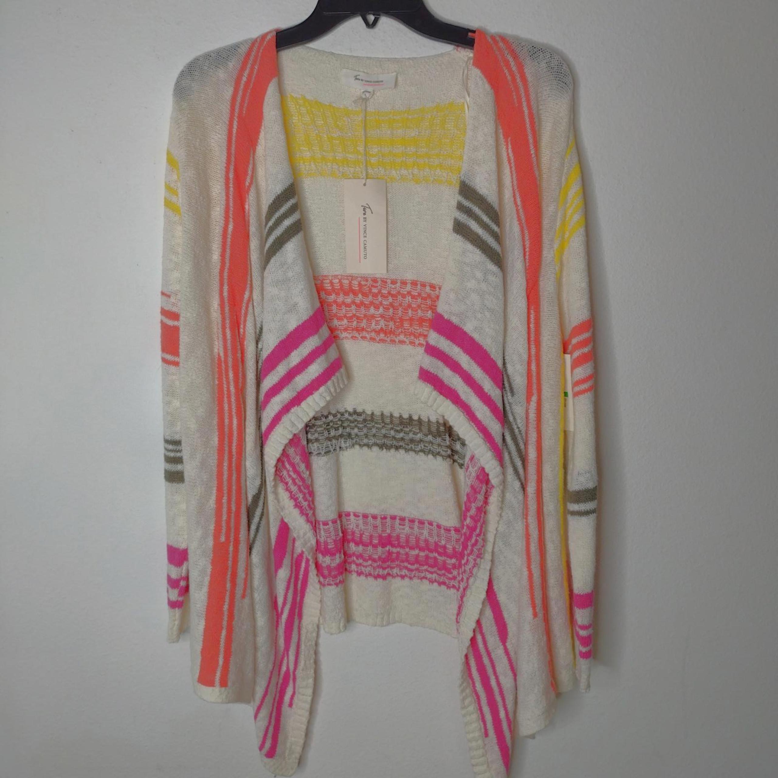 NWT Two by Vince Camuto Women's Multicolor Cardigan Sweater Size Large