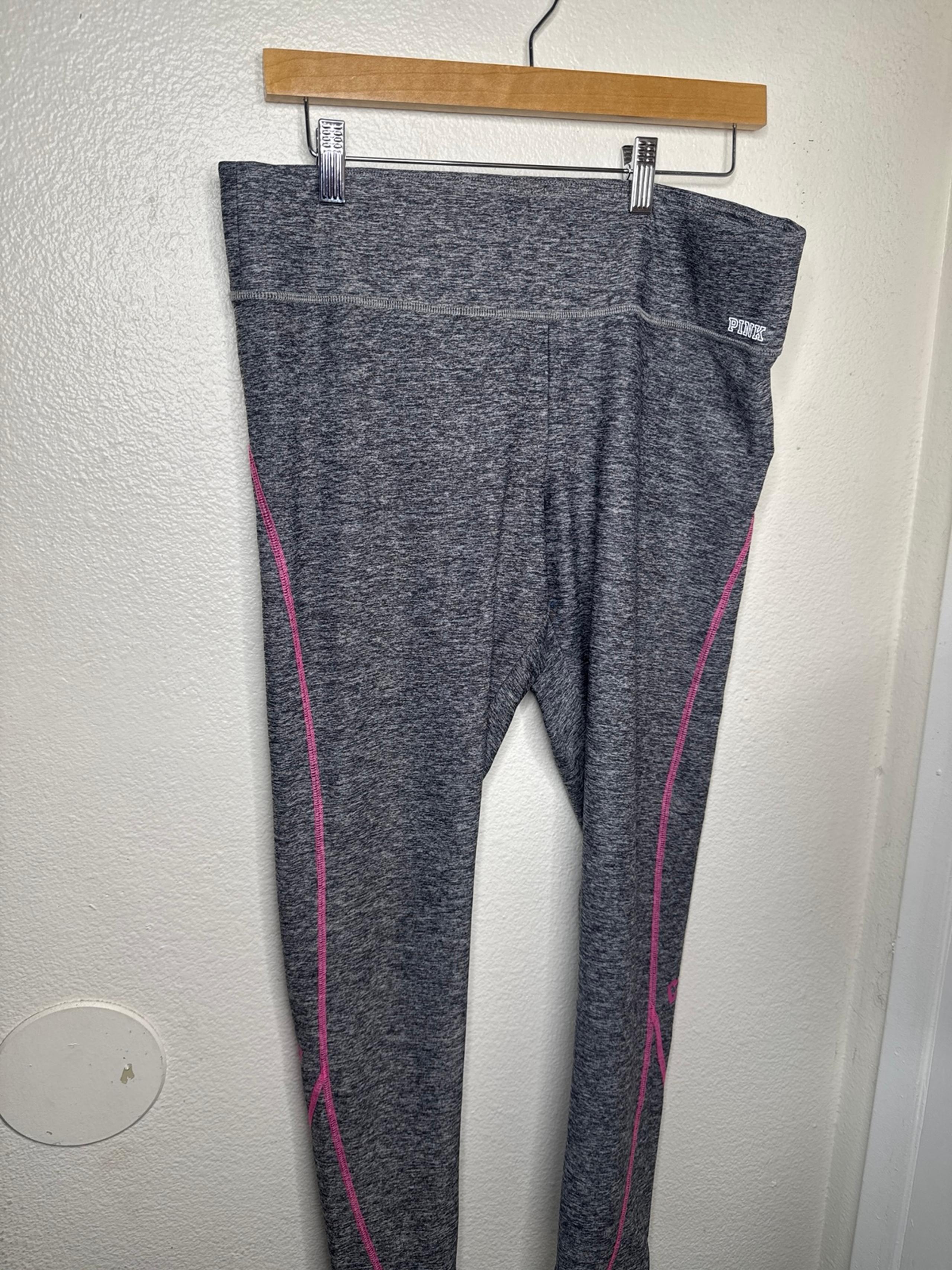 Victorias Secret PINK Leggings Womens Sz L Heather Gray Stretch Yoga Athletic G