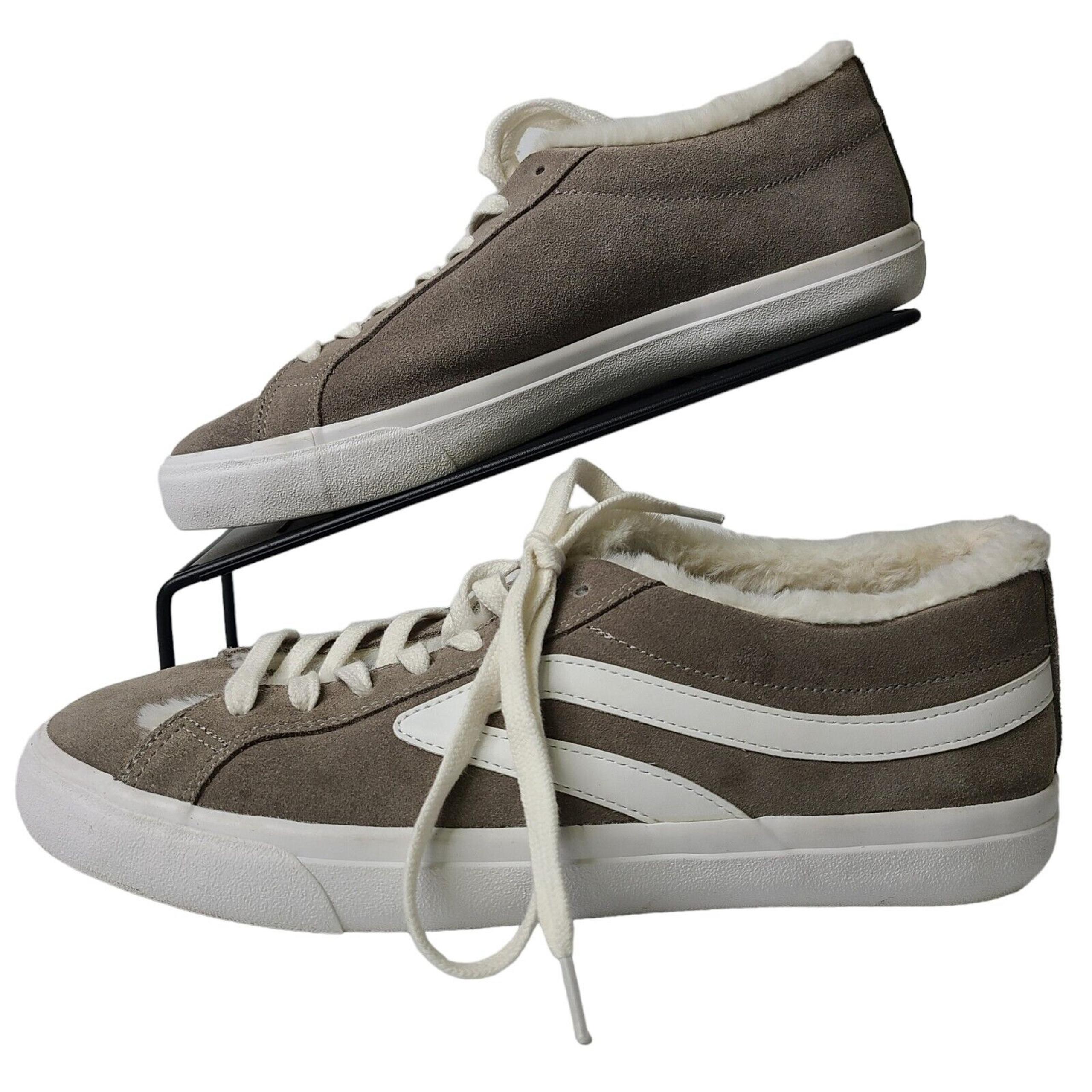 Lucky Brand Womens 11M Shoes Sneaker Dessah Suede Gray Faux Fur Trim Lace Up