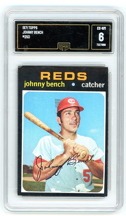 1971 Topps JOHNNY BENCH Reds #250 GMA 6 EX/NM Condition
