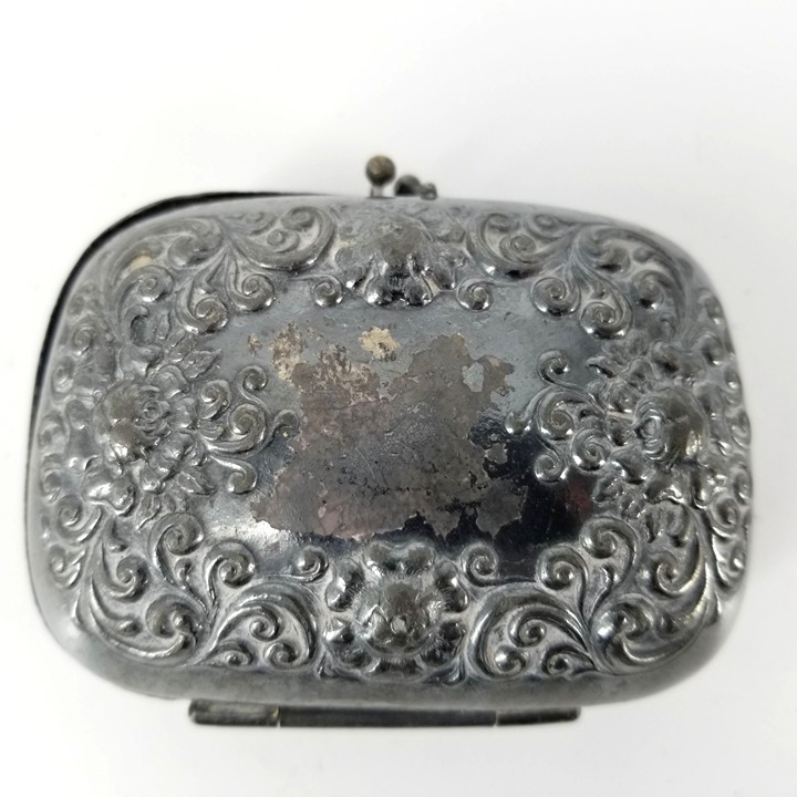Silver Plated Purse Case Box Keepsake Trinket Holder Victorian Medieval Estate