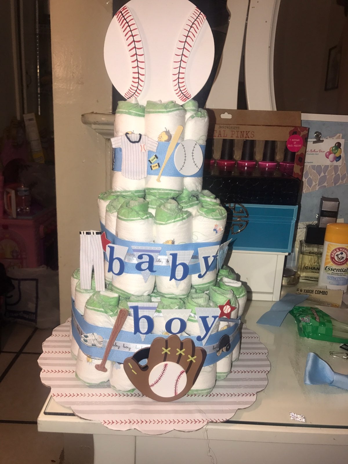 Baby Boy Baseball Diaper Cake