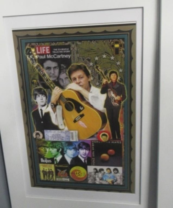 Paul McCartney [The Beatles] guitar framed & matted art print 15 x 22 collage