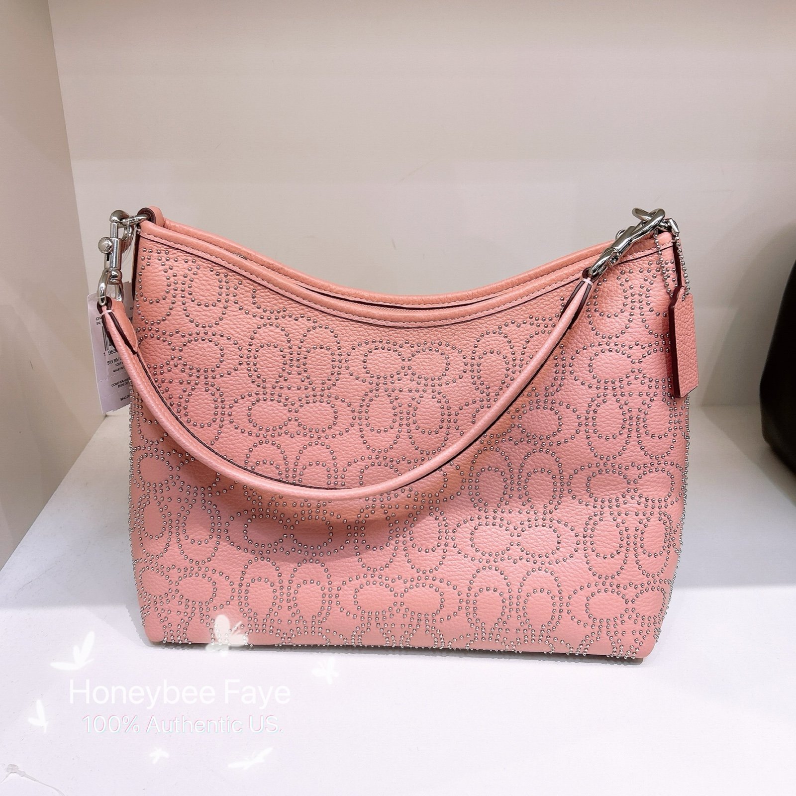 NWT Coach Laurel Shoulder Bag With Signature Rivets pink