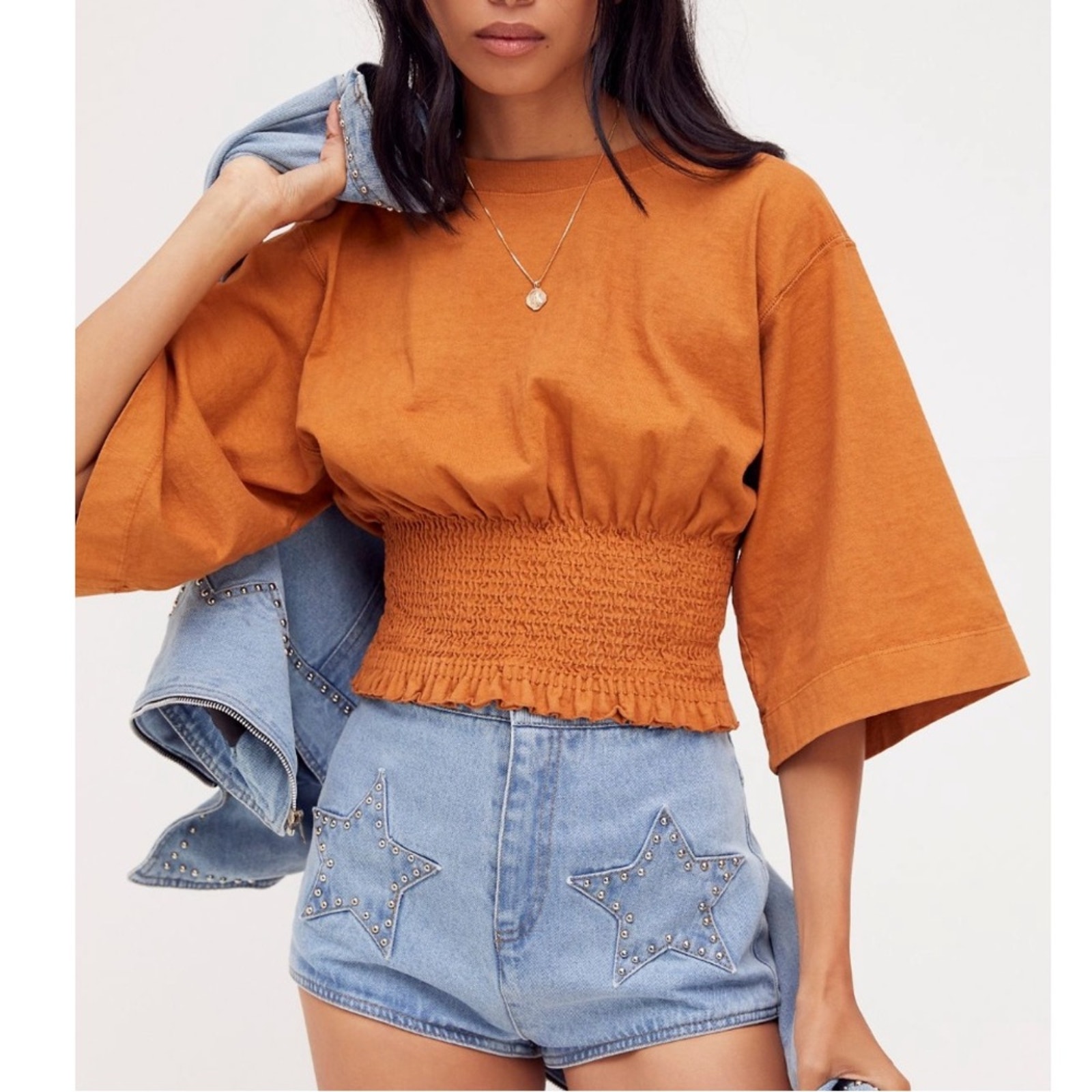 NEW Free People Pumpkin Spice Cotton Top size medium