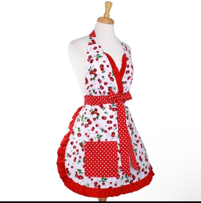Retro Cherry Apron - Mrs. Claus's Cherry Pie Retro Apron