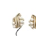 CROWN TRIFARI Gold Tone White Enamel Beaded Flower Clip Earrings Vintage Tags