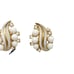 CROWN TRIFARI Gold Tone White Enamel Beaded Flower Clip Earrings Vintage Tags