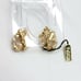 CROWN TRIFARI Gold Tone White Enamel Beaded Flower Clip Earrings Vintage Tags
