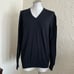 Ermenegildo Zegna Black V-Neck Ivory Trim Cotton Sweater XL