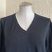 Ermenegildo Zegna Black V-Neck Ivory Trim Cotton Sweater XL