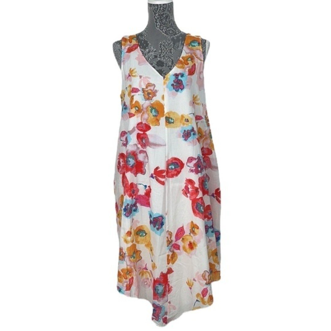 Soft Surroundings Size Small cotton floral handkerchief dress. Fully lined. EUC