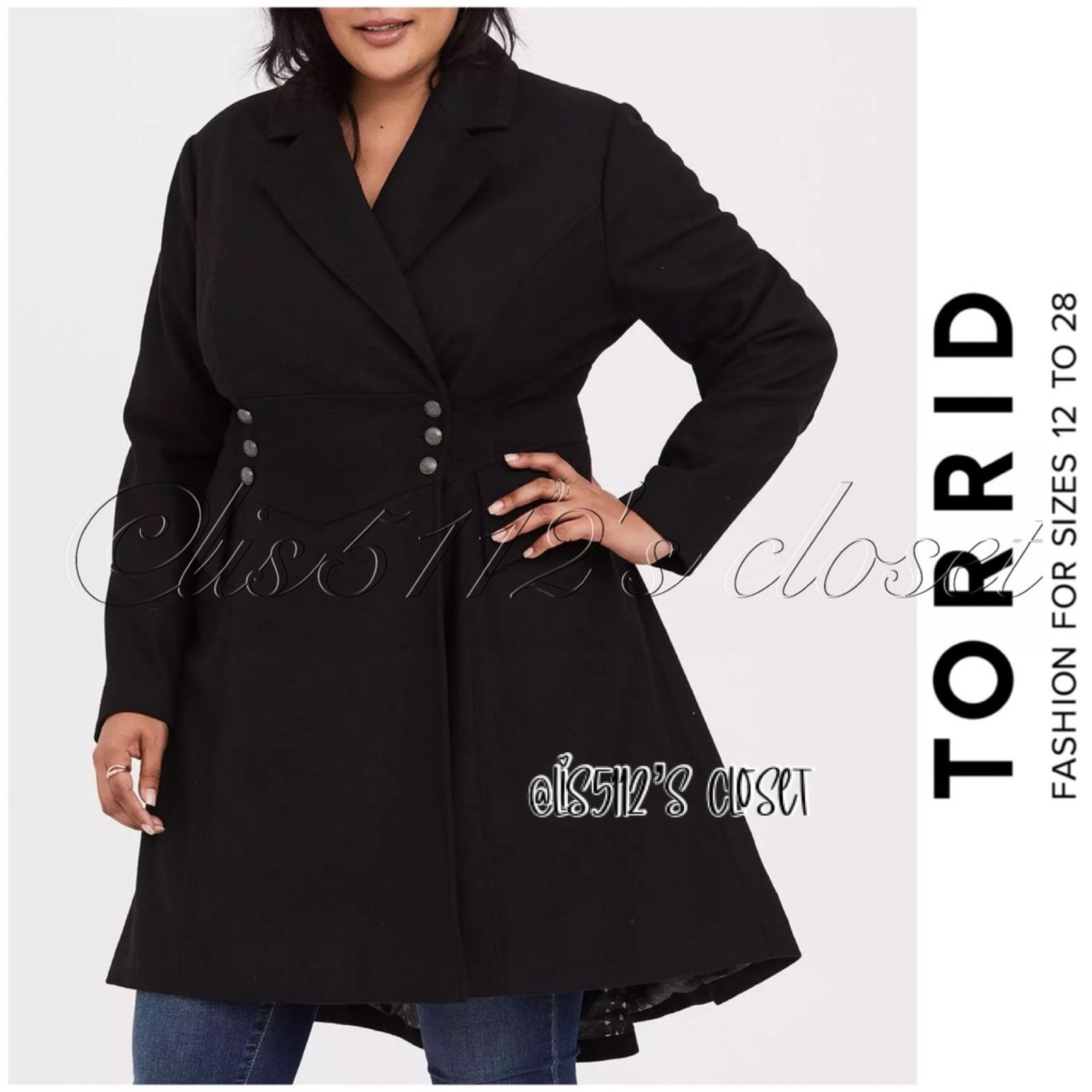 Torrid x Harry Potter Bellatrix Black Corset Back Lace-Up Coat 3X 22 24