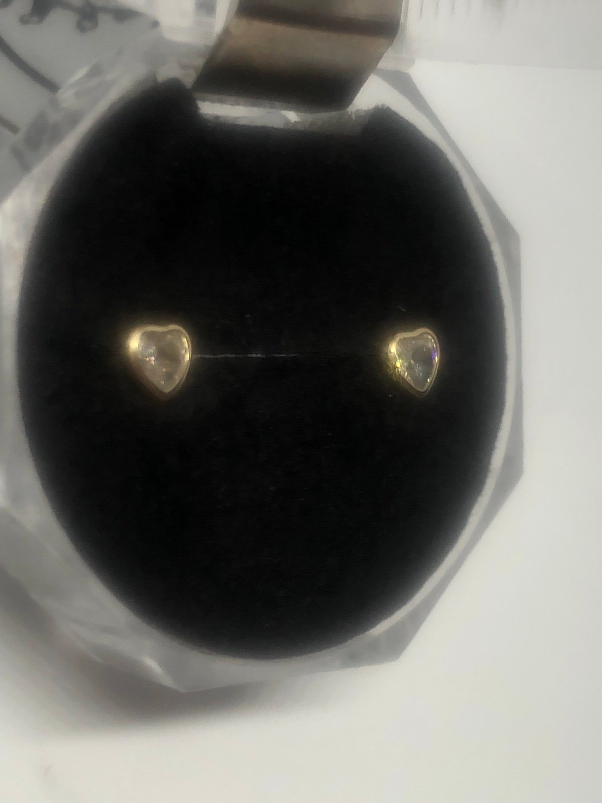 10K Solid Yellow Gold and Diamond Crated Hearts screw backs studs
