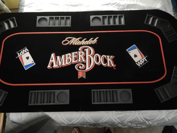 Vintage Michelob/Amber Bock Portable Poker Texas Holdem Card Folding Tabletop
