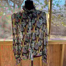 Temperley London Maggie Cheetah Leaf Feather Chiffon Blouse Size 6