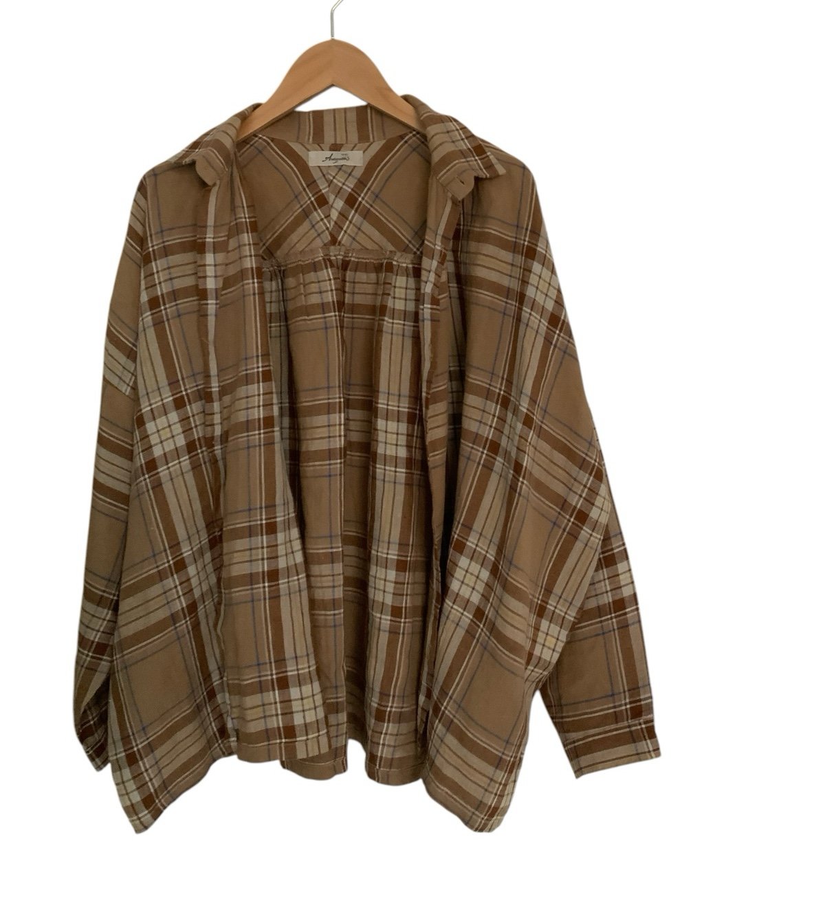 Ichi Antiquites Plaid 100% Linen Button Front Collared Shirt Relaxed Lagenlooky