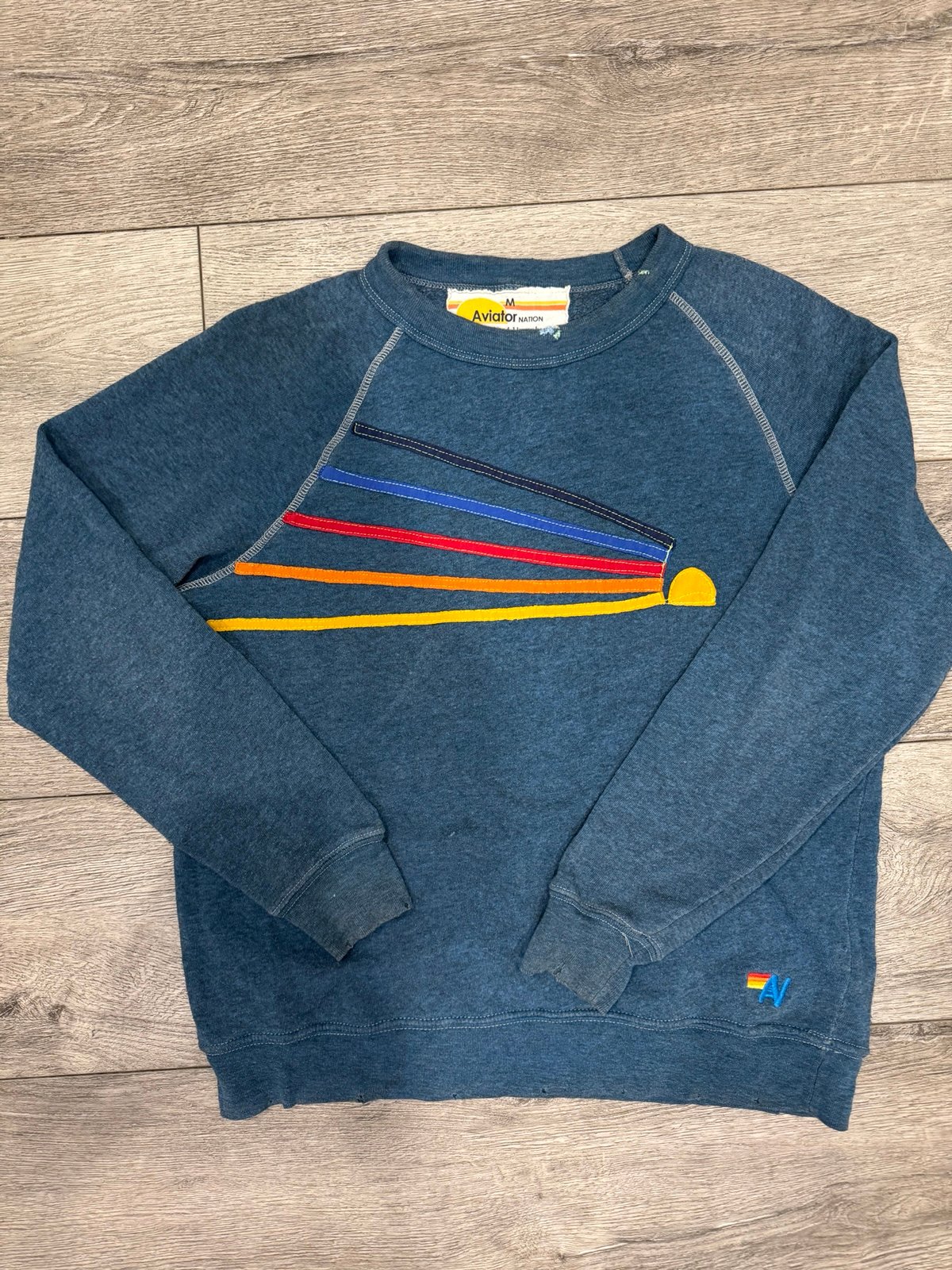 Aviator Nation Blue Daydream sun rays sweatshirt sz M