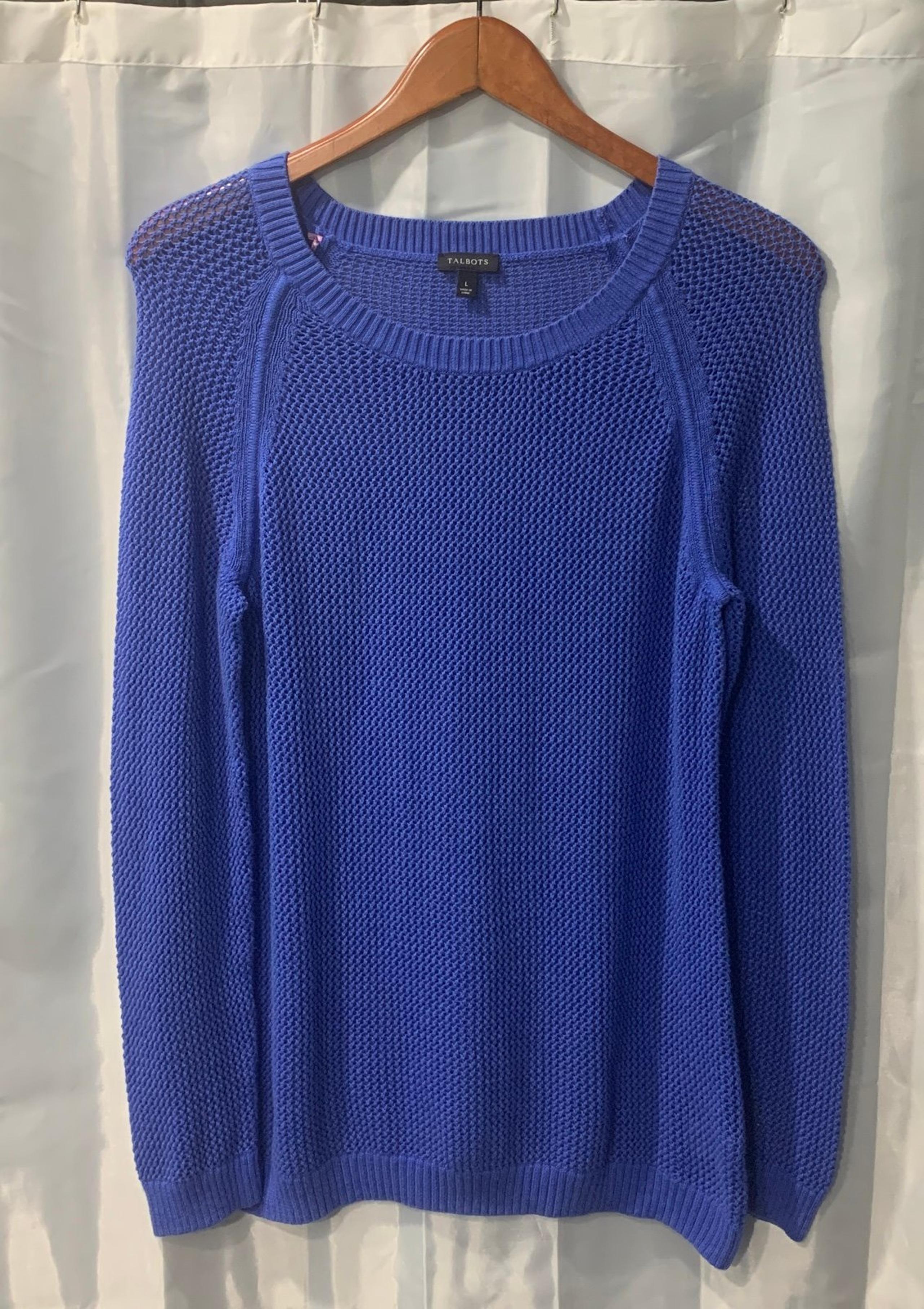 Talbots Long Sleeve Scoop Neck Women's Size L Knit Blue Sweater