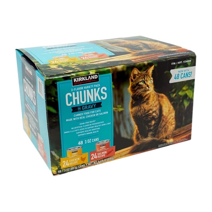 Kirkland Signature Canned Cat Food, Chunks in Gravy, Variety Pack, 3 oz, 48 Ct