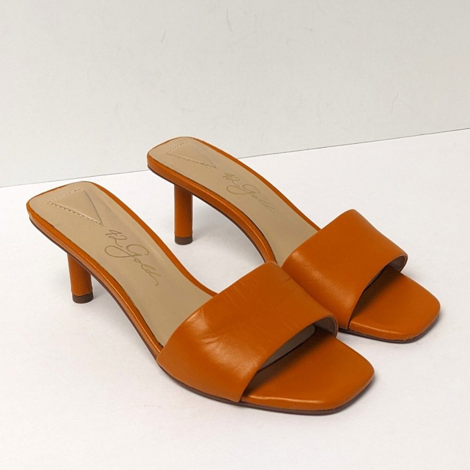 42 Gold Lilith Heeled Sandals, Orange, Women's 6.5 M