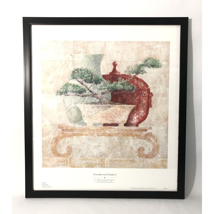 Framed Art Print-24”x21” Bonsai & Celadon Pot- Asian. Home Decor By C.C. Wilson.