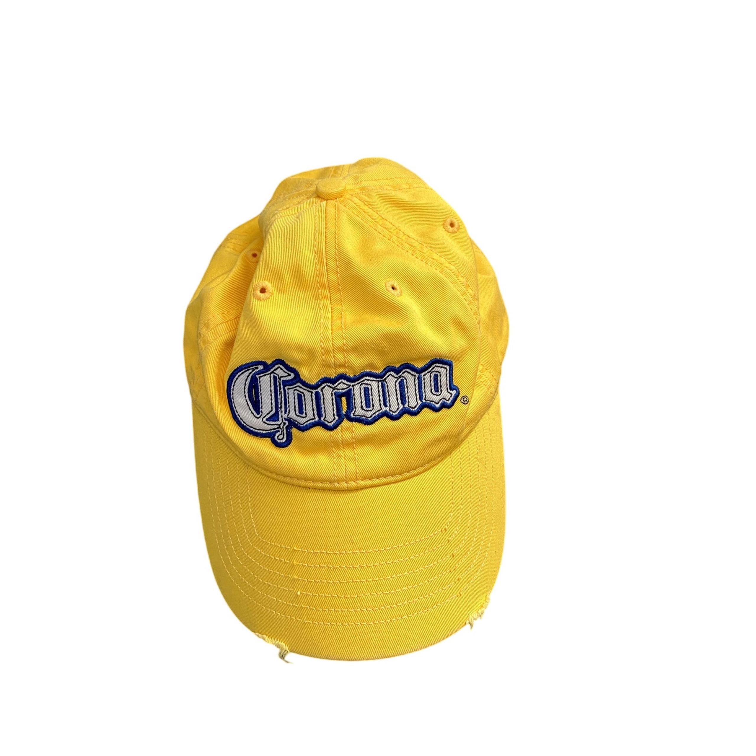 Corona Extra Distressed Yellow Baseball Cap – Adjustable Dad Hat Beer Logo
