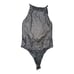 Victorias Secret Sport black shimmer high neck halter bodysuit snap crotch Small