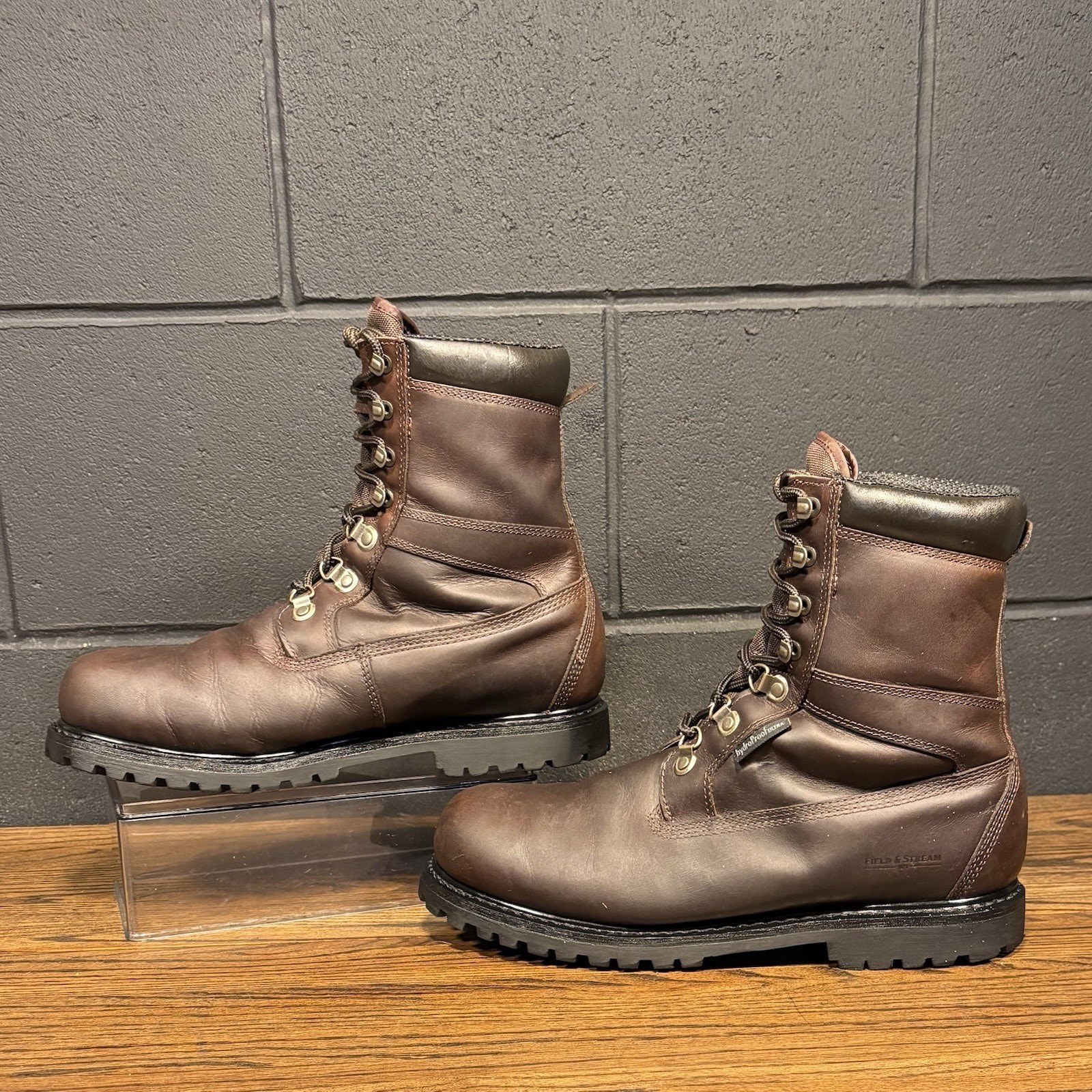 Field & Stream Brown Leather 8” Lug Sole Hunting Logger Boots Men’s 11.5