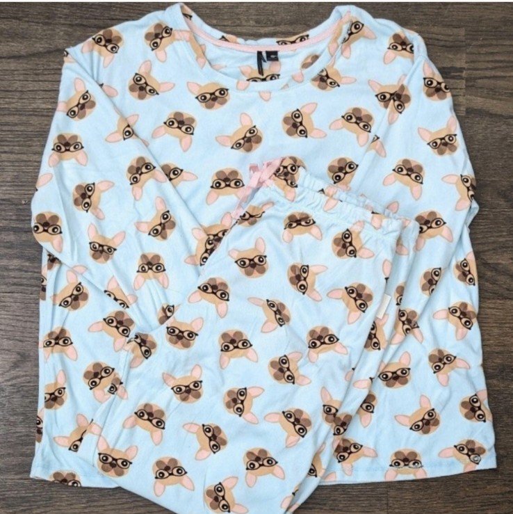 New XL French Bulldog Frenchie Glasses Pajama Set