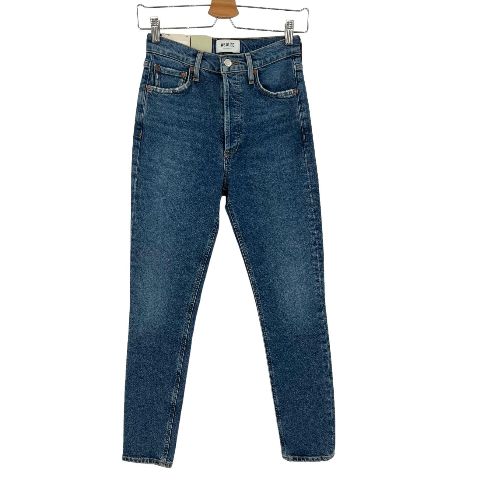 Agolde Nico High Rise Slim Fit Jeans in Cycle Denim Wash Size 24