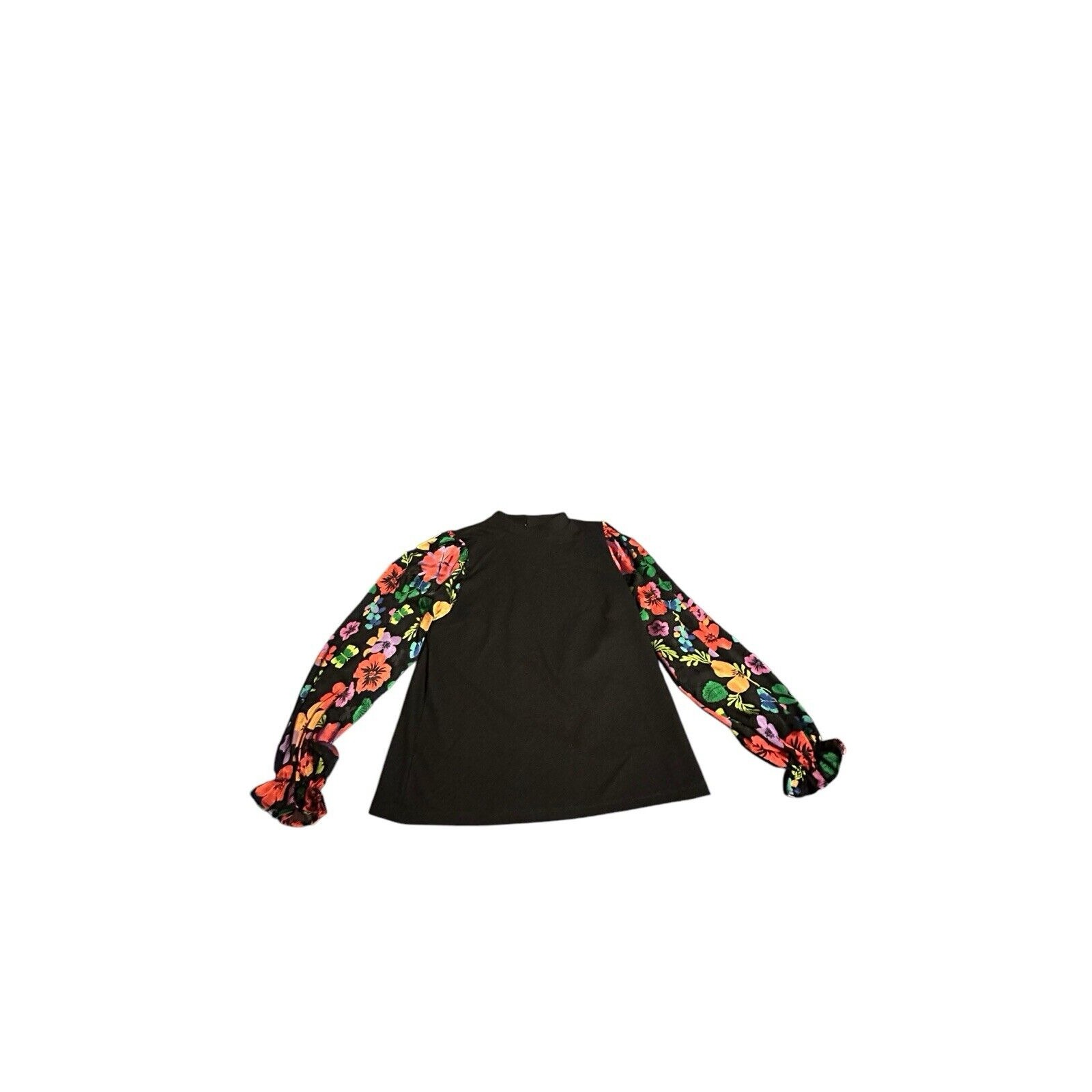 SAINT + SOFIA Penny puff long sleeve-black pop floral burnout Women size 6