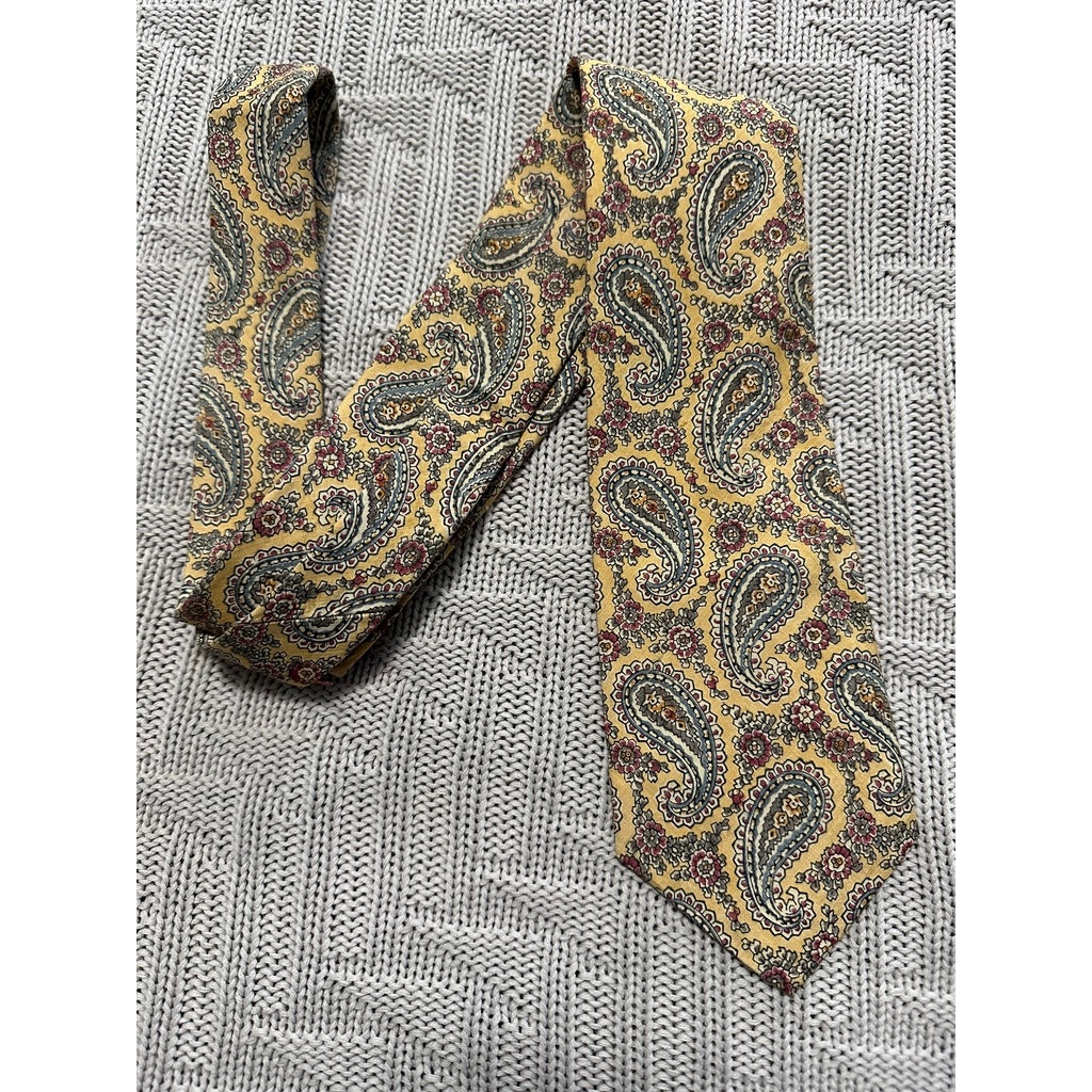 Vintage Liberty of London yellow paisley silk tie