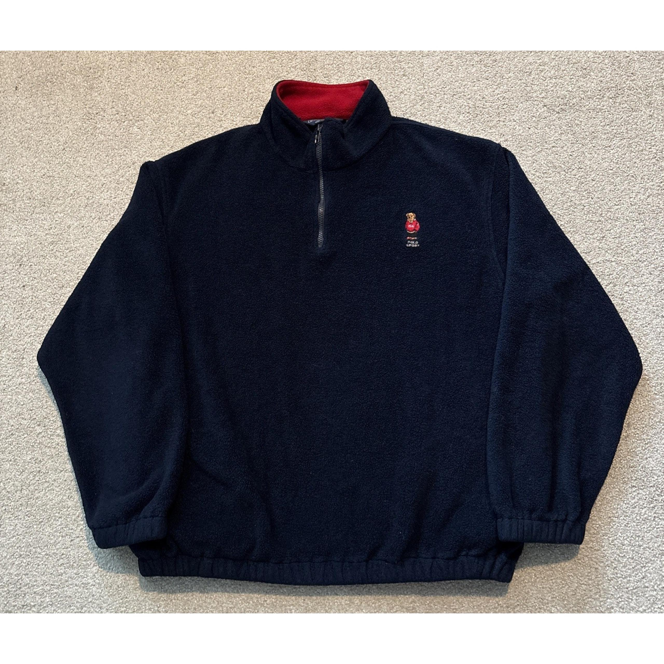 Vintage Polo Ralph Lauren Polo Sport Fleece 90s Teddy Bear 1/4 Zip Jacket Sz L
