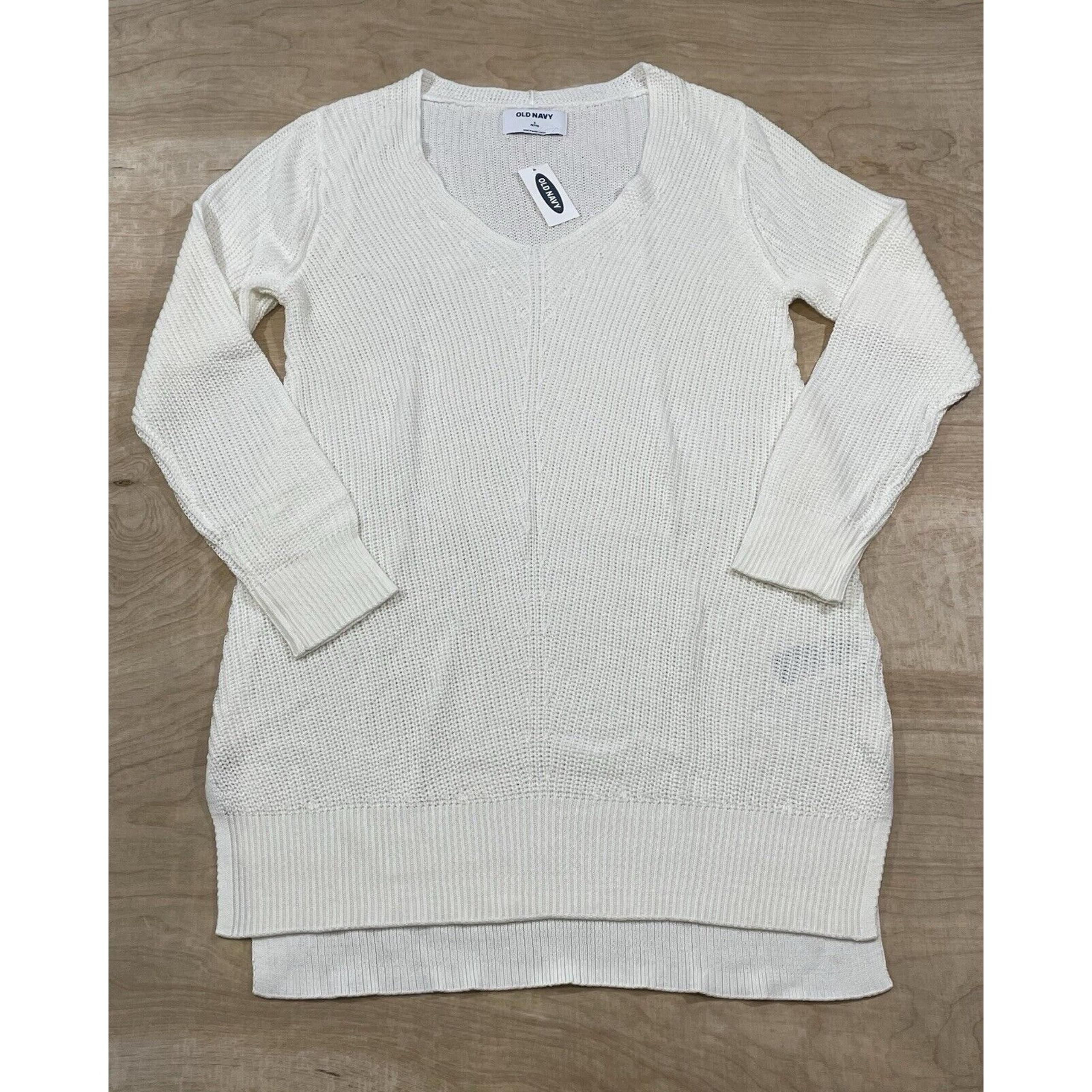 Old Navy Womens S Petite White Knit Top Blouse Long Sleeve
