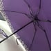 A Saint Laurent parasol with elegant purple and silver embroidery.