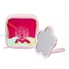 Starbucks Pink Sakura Silhouette Foldable Beauty Hand Mirror & Case - Korea