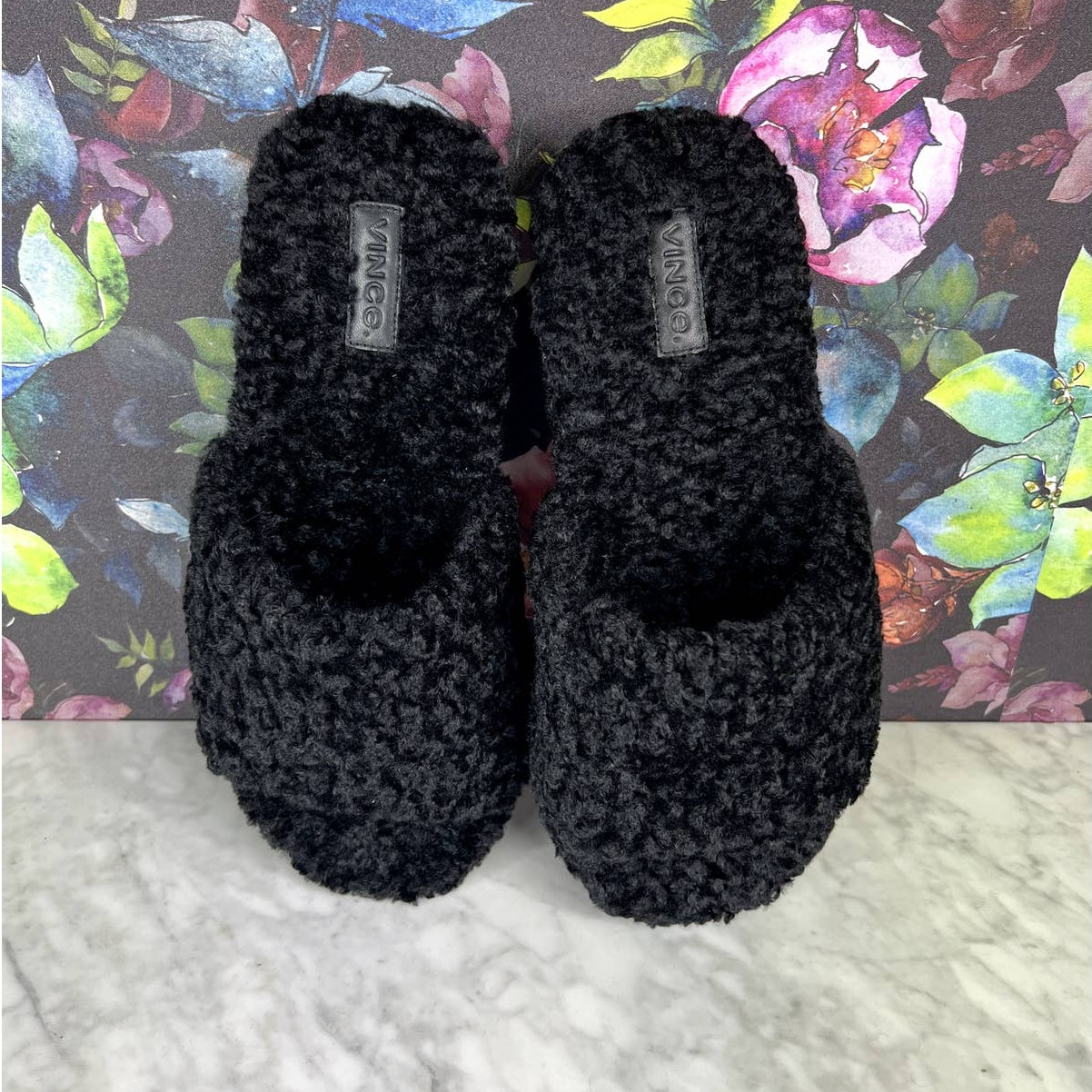 NEW Vince Kit-Black FB Sliders Slippers Size 9