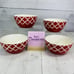 American Atelier PLAID RED White Crossed Line Stoneware Soup Cereal Bowls Set 4