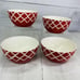 American Atelier PLAID RED White Crossed Line Stoneware Soup Cereal Bowls Set 4