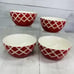 American Atelier PLAID RED White Crossed Line Stoneware Soup Cereal Bowls Set 4
