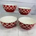 American Atelier PLAID RED White Crossed Line Stoneware Soup Cereal Bowls Set 4