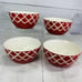 American Atelier PLAID RED White Crossed Line Stoneware Soup Cereal Bowls Set 4