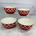 American Atelier PLAID RED White Crossed Line Stoneware Soup Cereal Bowls Set 4