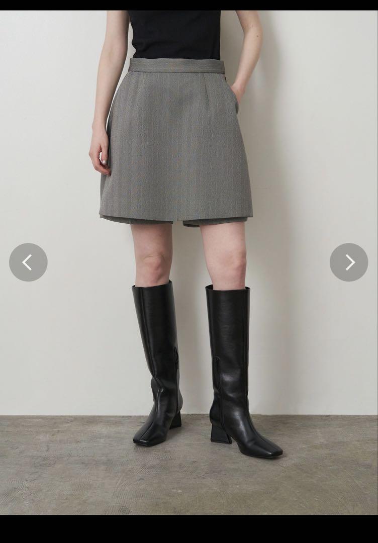 ELENDEEK Herringbone Culotte Mini Skirt