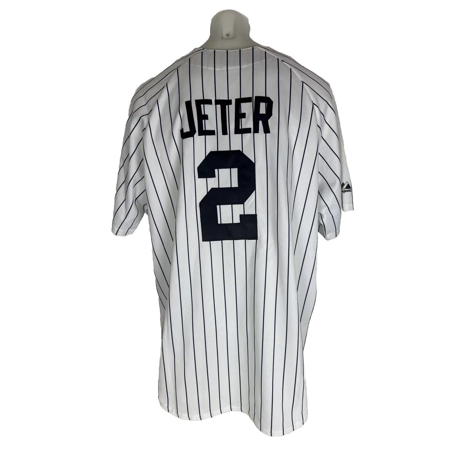 Derek Jeter New York Yankees Pinstripe Jersey Sz 2X Vintage Majestic MADE IN USA